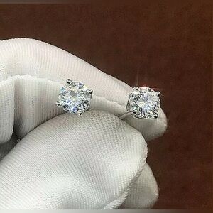 2 Ct Round Lab Created FL/D Solitaire Stud Earrings 14k White Gold 7mm Push Back